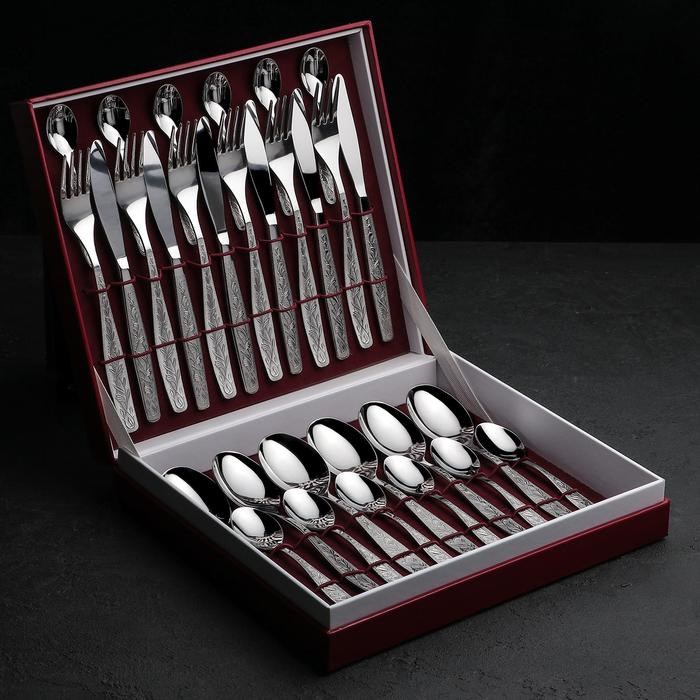 Набор столовый &laquo;Уралочка&raquo;, 30 предметов, толщина 2 мм, декоративная коробка