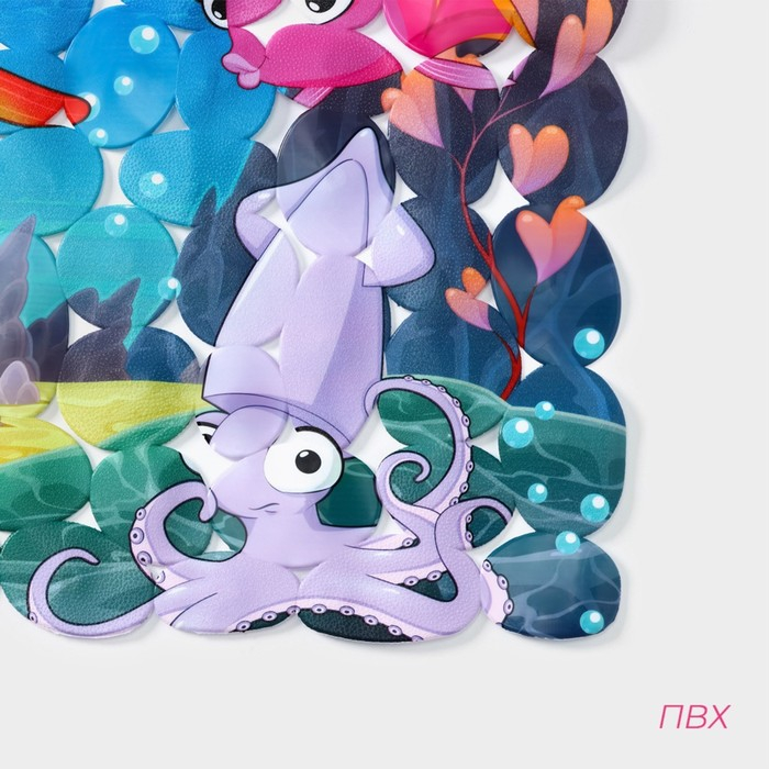 Коврик противоскользящий в ванну на присосках Доляна «Яркие рыбы», 35×68 см Коврик противоскользящий в ванну на присосках Доляна «Яркие рыбы», 35×68 см