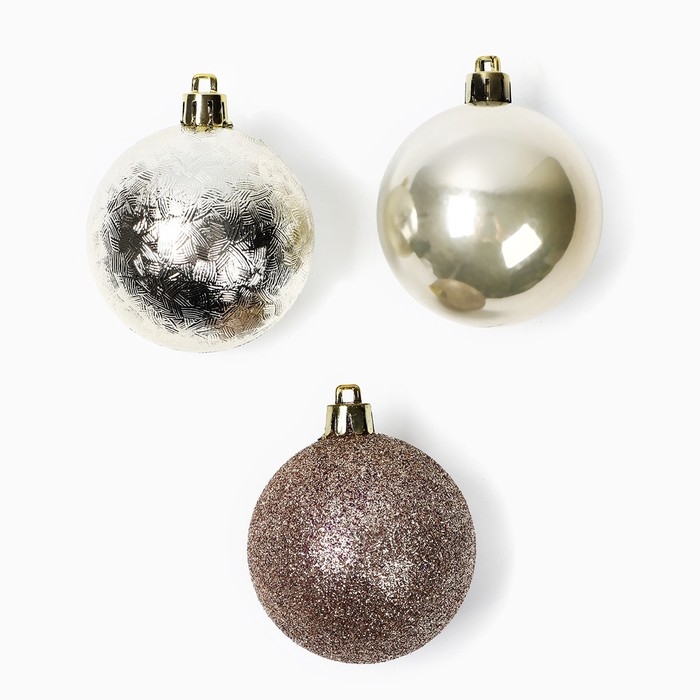 Новогодние шары ёлочные, на Новый год, d=6 см, 6 шт., цвет жемчужный Новогодние шары ёлочные, на Новый год, d=6 см, 6 шт., цвет жемчужный