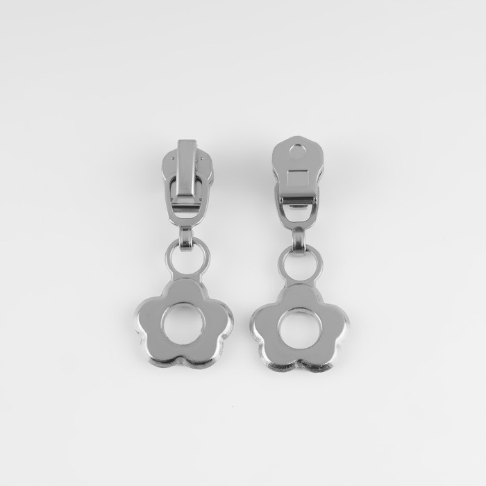 Бегунок автоматический для металлической молнии, №3, декоративный «Цветок», 10 шт, цвет никель Бегунок автоматический для металлической молнии, №3, декоративный «Цветок», 10 шт, цвет никель