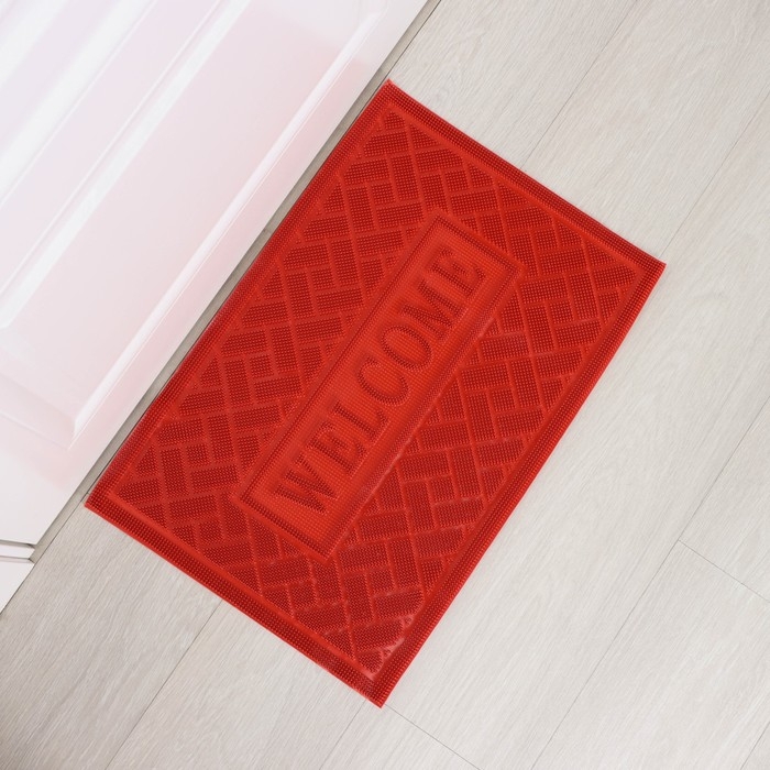 Коврик придверный грязезащитный Доляна «Welcome. Кирпичики», 40,5×60,5 см, цвет красный Коврик придверный грязезащитный Доляна «Welcome. Кирпичики», 40,5×60,5 см, цвет красный