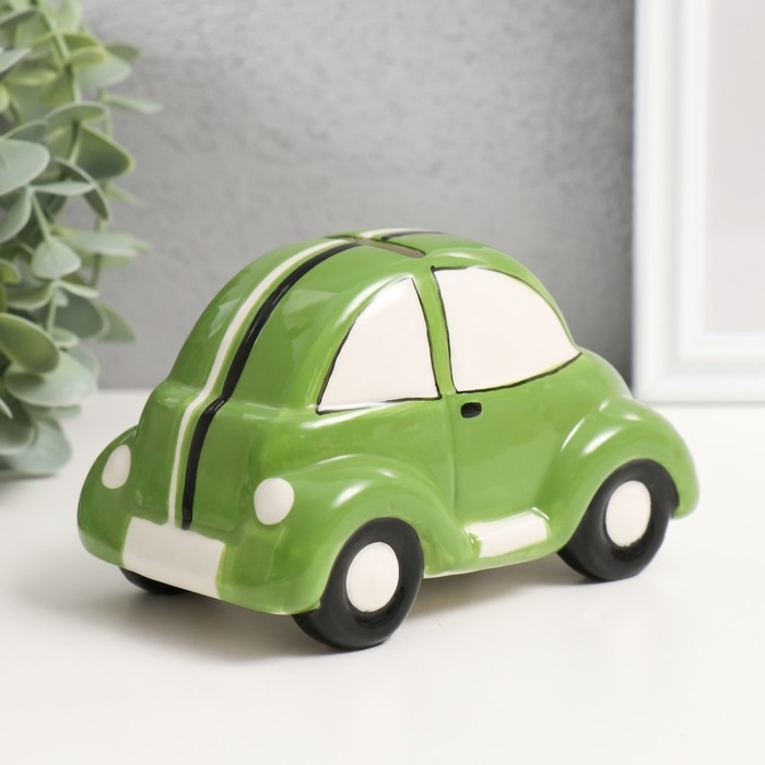 Копилка керамика  Копилка керамика "Машинка с глазками" зелёная 13х7,8х7,4 см