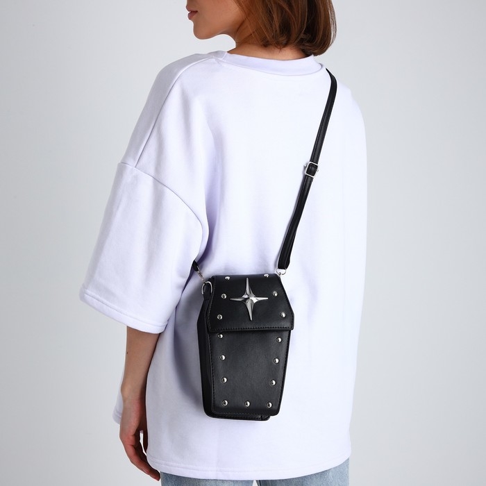 Сумка молодёжная на магните, цвет чёрный Сумка молодёжная на магните, цвет чёрный