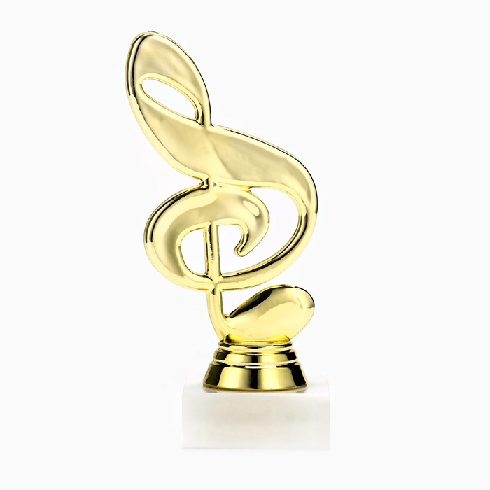 Кубок «Скрипичный ключ», наградная фигура, подставка камень белая, 14,5 х 5 х 5 см. Кубок «Скрипичный ключ», наградная фигура, подставка камень белая, 14,5 х 5 х 5 см.