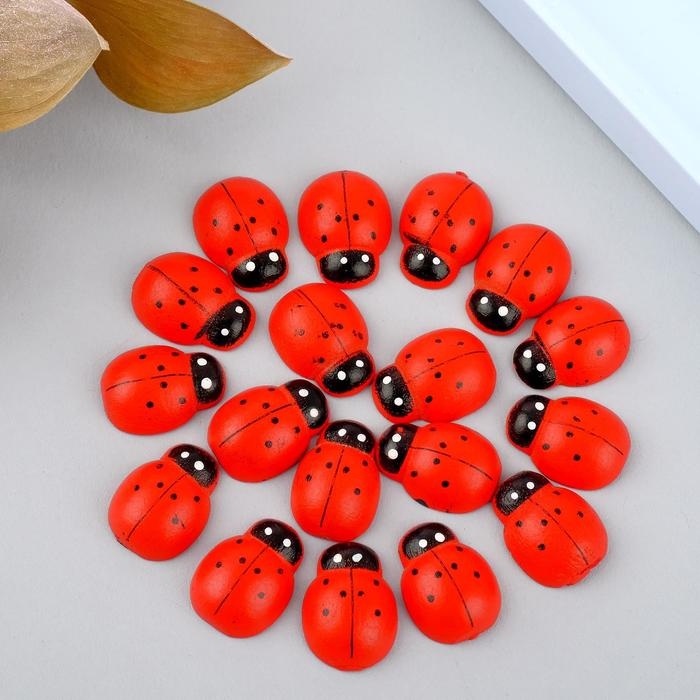 Декор для творчества дерево Декор для творчества дерево "Божьи коровки" (набор 18 шт) 1,9х1,4 см