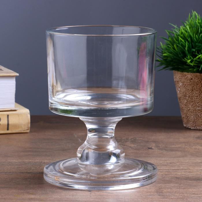 Подсвечник стекло на 1 свечу  Подсвечник стекло на 1 свечу "Широкий низкий бокал" прозрачный 14,5х11х11 см