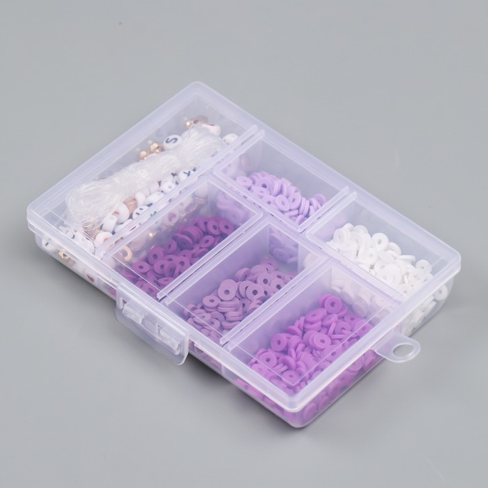 Бусины в шкатулке Бусины в шкатулке "Фиолетовые" нить 0,8 мм 5 м 12х8,4х2,2 см