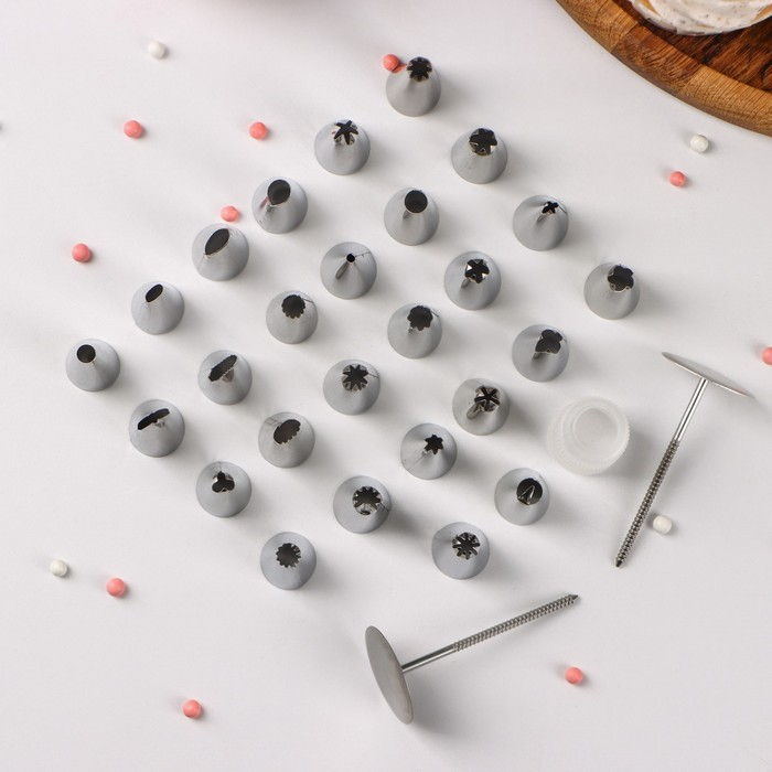 Набор кондитерский: насадки 26 шт, d=1,7 см, адаптер, кондитерский гвоздь, в кейсе Набор кондитерский: насадки 26 шт, d=1,7 см, адаптер, кондитерский гвоздь, в кейсе