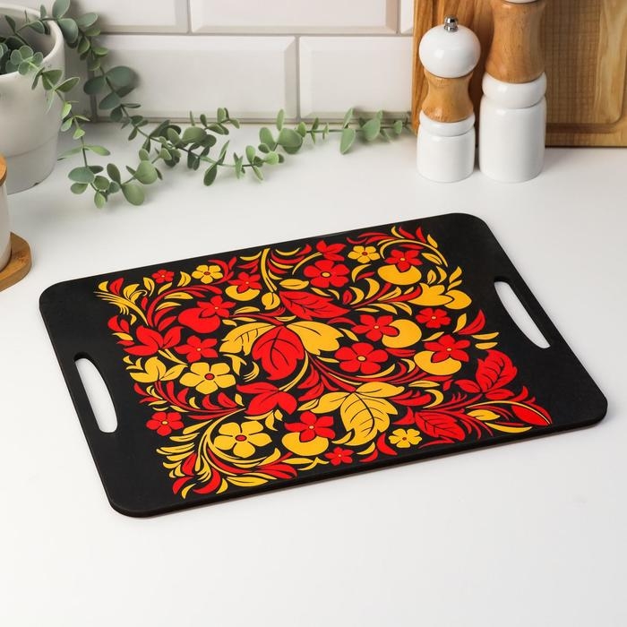 Доска разделочная и сервировочная -поднос  Доска разделочная и сервировочная -поднос "Хохлома 2" 36х28 см