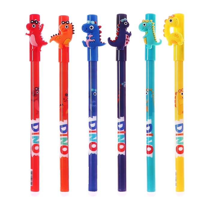 Ручка гелевая 0.5 мм, со стираемыми чернилами, синяя, штрихкод на штуке, МИКС Дино Ручка гелевая 0.5 мм, со стираемыми чернилами, синяя, штрихкод на штуке, МИКС Дино