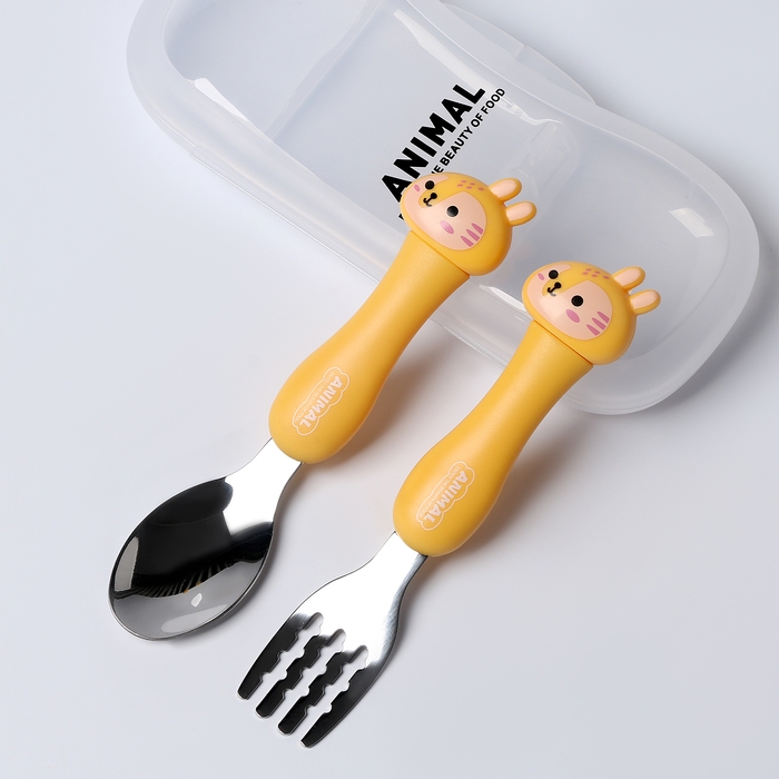 Набор детских столовых приборов в футляре «Тигрята», вилка, ложка Набор детских столовых приборов в футляре «Тигрята», вилка, ложка