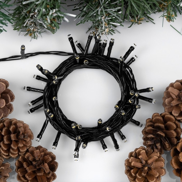 Гирлянда «Нить» 5 м, IP20, тёмная нить, 50 LED, свечение тёплое белое, 8 режимов, 220 В Гирлянда «Нить» 5 м, IP20, тёмная нить, 50 LED, свечение тёплое белое, 8 режимов, 220 В