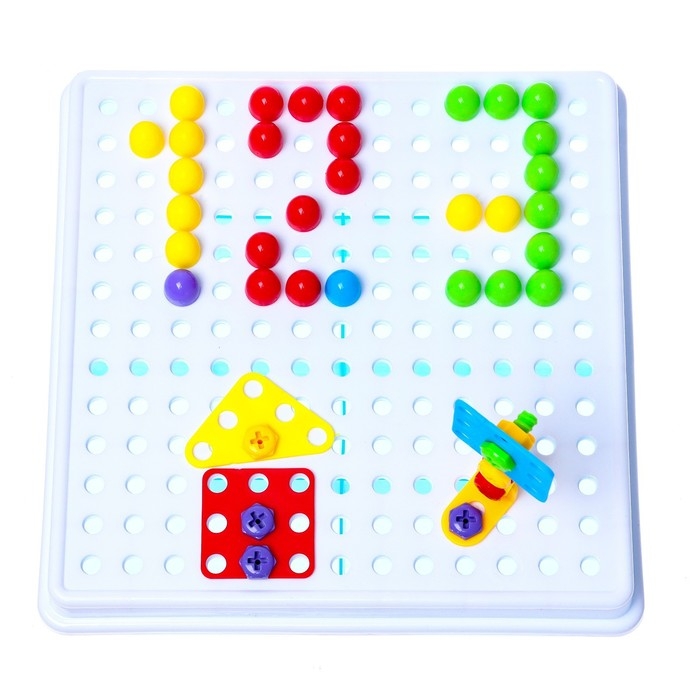 Конструктор Болтовая мозаика «Объёмные фигуры», с отвёрткой и основанием, 189 деталей Конструктор Болтовая мозаика «Объёмные фигуры», с отвёрткой и основанием, 189 деталей