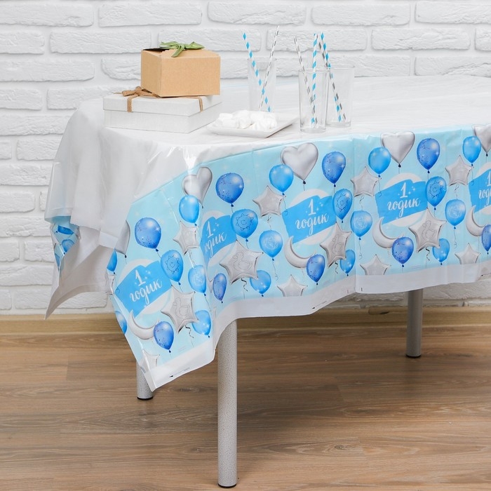 Скатерть одноразовая «1 годик», малыш, 180х137см Скатерть одноразовая «1 годик», малыш, 180х137см