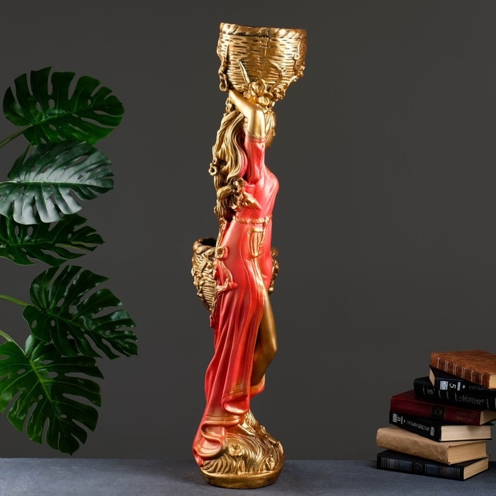 Фигура  Фигура "Девушка с двумя кашпо" красная, 24х30х96см