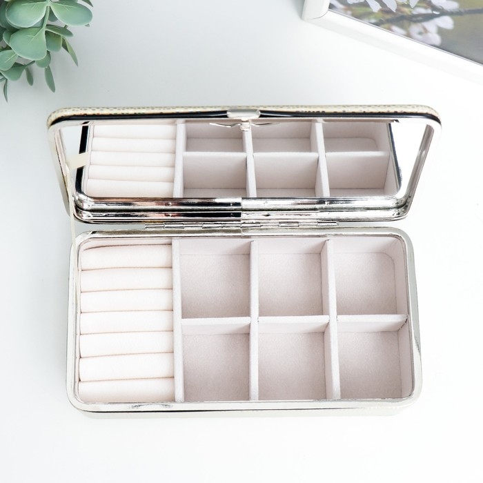 Шкатулка кожзам для украшений  Шкатулка кожзам для украшений "Маленькие пятнышки. Золото голография" 6х9,8х18,5 см