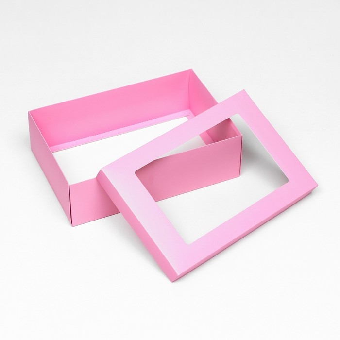 Коробка подарочная складная, упаковка, «Розовая», с окном 30 х 20 х 9 см Коробка подарочная складная, упаковка, «Розовая», с окном 30 х 20 х 9 см