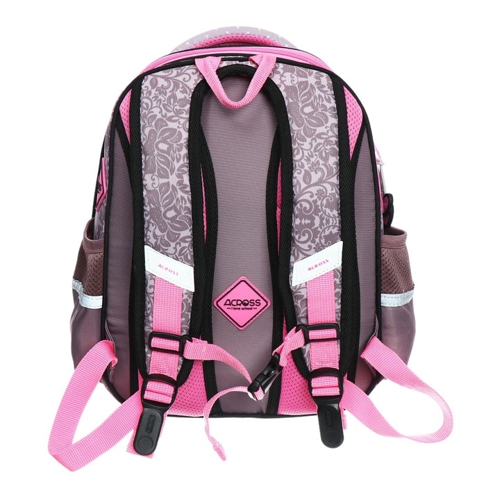 Рюкзак школьный 40х33х15см, эргономичная спинка, Across 410, серый/розовый Рюкзак школьный 40х33х15см, эргономичная спинка, Across 410, серый/розовый