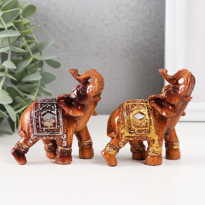 Сувенир полистоун Сувенир полистоун "Слон под дерево в серебристой попоне" МИКС 7,5х6х3,2 см