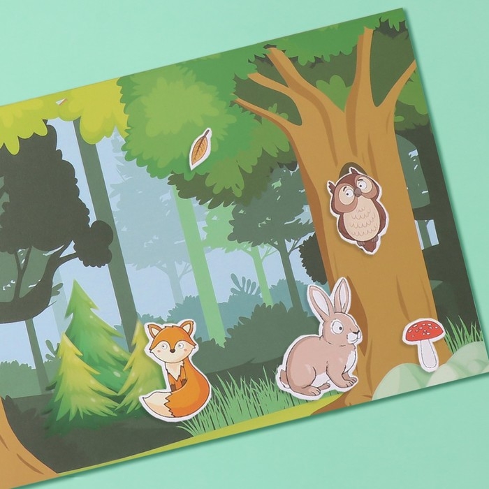 Наклейки в книжке Наклейки в книжке "Животные" + 5 фонов 20,7х14,2 см