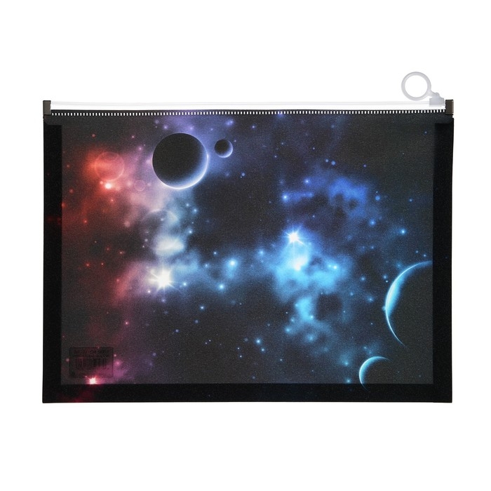 Папка-конверт на молнии формат А4, 180мкр, с рисунком Папка-конверт на молнии формат А4, 180мкр, с рисунком "Космос", МИКС