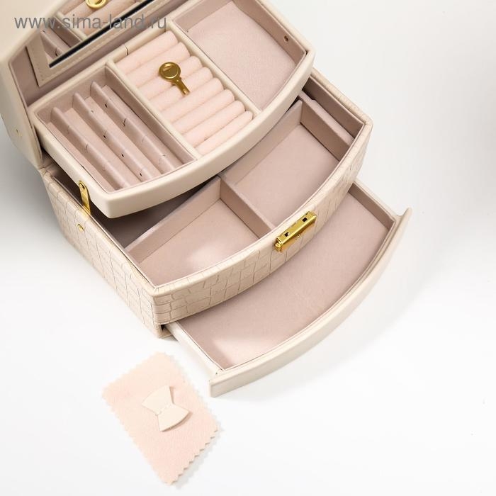 Шкатулка кожзам для украшений  Шкатулка кожзам для украшений "Сливки. Глянец и питон" 13х21,5х15 см