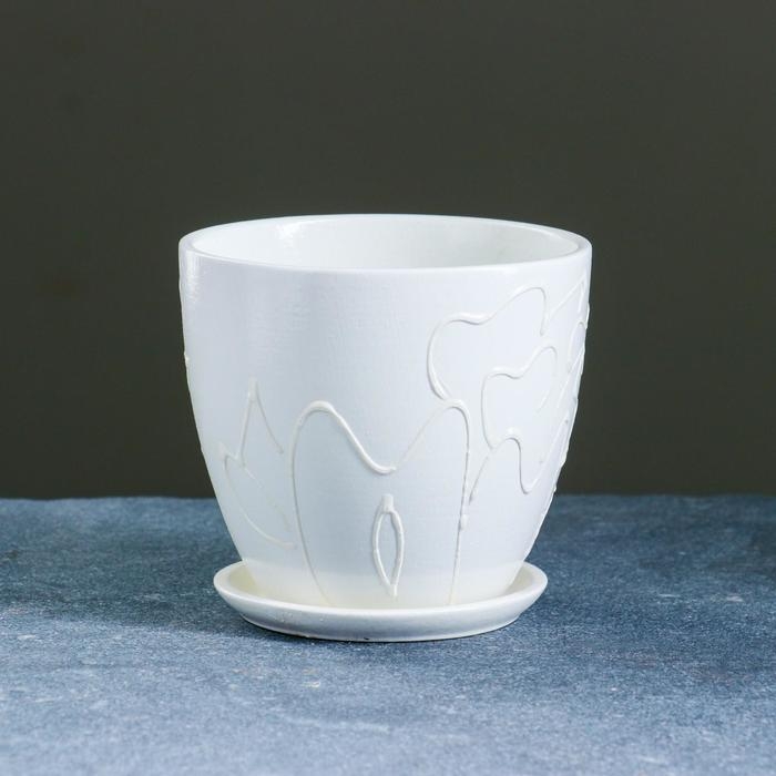 Горшок цветочный Горшок цветочный "Кураж" (белый) № 2 Высокий овал 0,6л