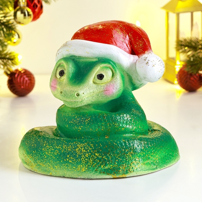 Новый год. Символ 2025. Копилка Новый год. Символ 2025. Копилка "Змея в колпаке" 17х14х15см, цветная