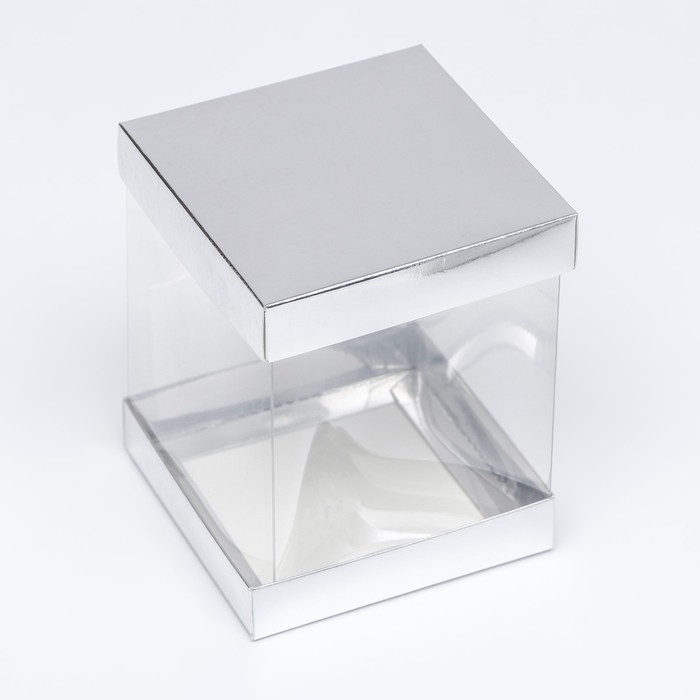Коробка с PVC Мини 10 X 10 X 12 см Коробка с PVC Мини 10 X 10 X 12 см "Серебро"