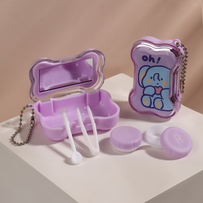 Набор для контактных линз, в футляре с зеркалом, 4 предмета, цвет МИКС Набор для контактных линз, в футляре с зеркалом, 4 предмета, цвет МИКС