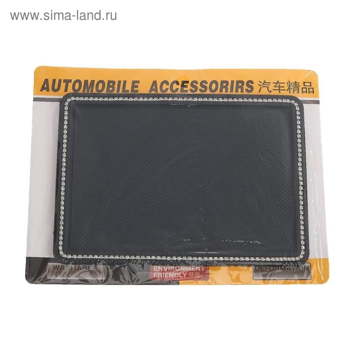 Коврик противоскольязщий 18х13 см, стразы, черный Коврик противоскольязщий 18х13 см, стразы, черный