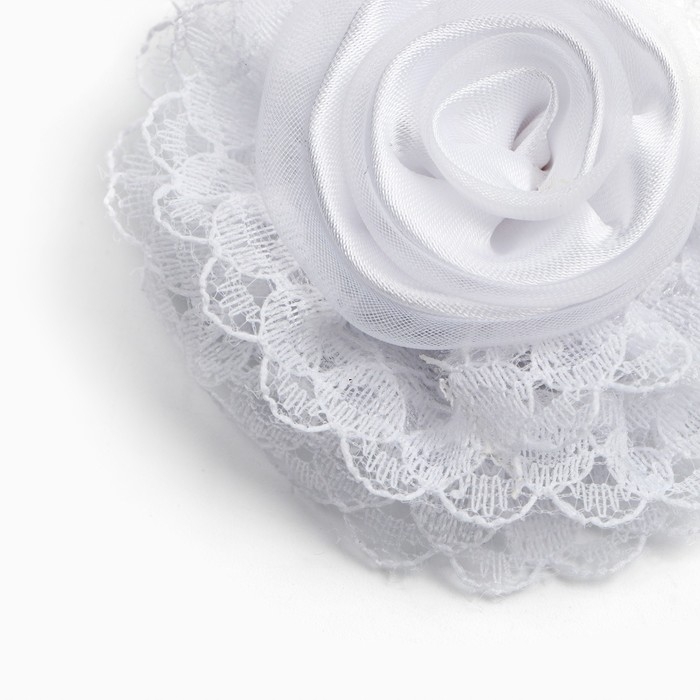 Выпускной. Бант для волос на резинке, белый, 6.5 см, Принцессы