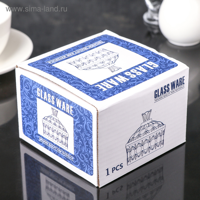 Сахарница стеклянная «Круги», 250 мл, 10,5×10,5 см, с крышкой Сахарница стеклянная «Круги», 250 мл, 10,5×10,5 см, с крышкой