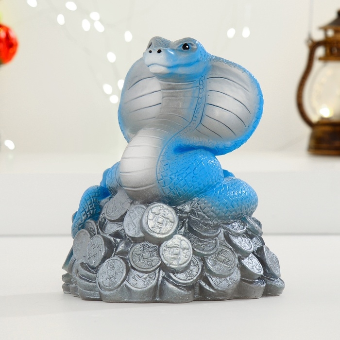 Копилка Копилка "Змея на деньгах" голубая, 16см