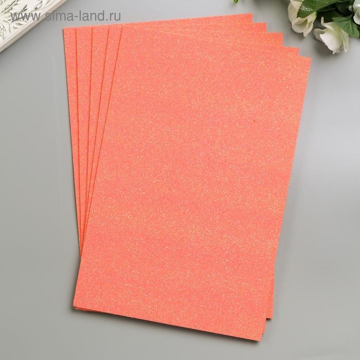 Фоамиран Фоамиран "Неоновый блеск - яркий оранж" 2 мм формат А4 (набор 5 листов)
