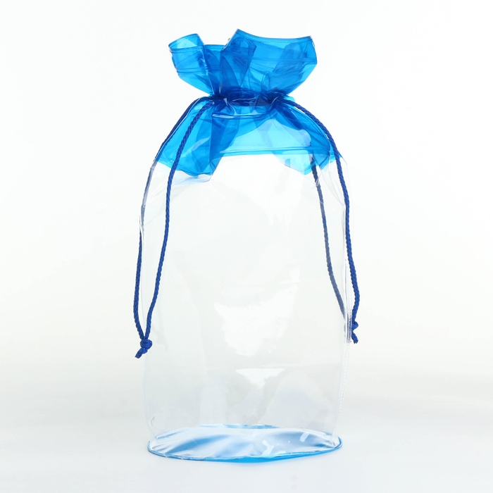 Косметичка на шнуре, цвет прозрачный/голубой Косметичка на шнуре, цвет прозрачный/голубой