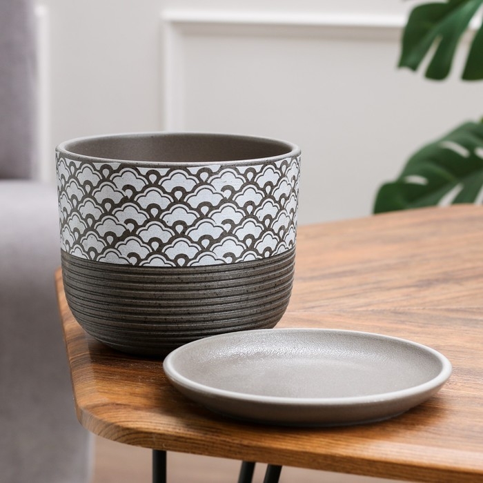 Горшок цветочный Горшок цветочный "Хоккайдо" серый бук №2 1,73 л