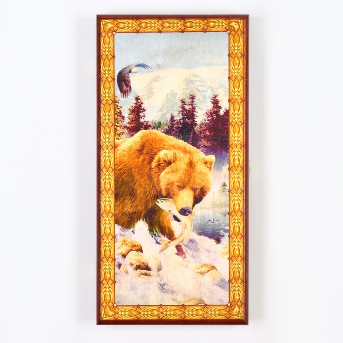 Нарды деревянные большие, настольная игра Нарды деревянные большие, настольная игра "Медведь", 40 х 40 см, с шашками