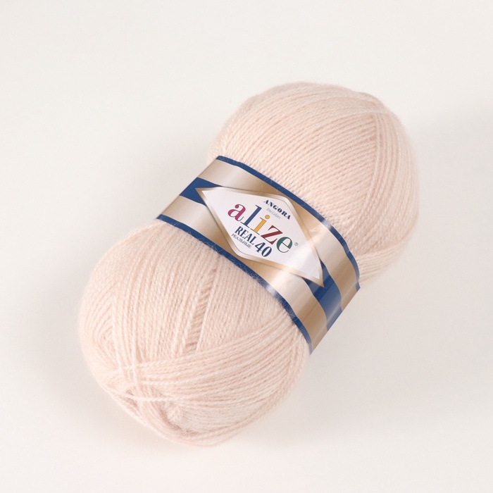 Пряжа Пряжа "Angora real 40" 60% акрил, 40% шерсть 430м/100гр (67 молочно-бежевый)
