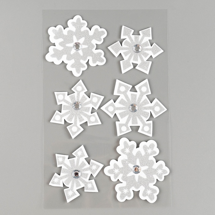 Набор налеек из фетEVAра  Набор налеек из фетEVAра "Снежинки", 6 шт