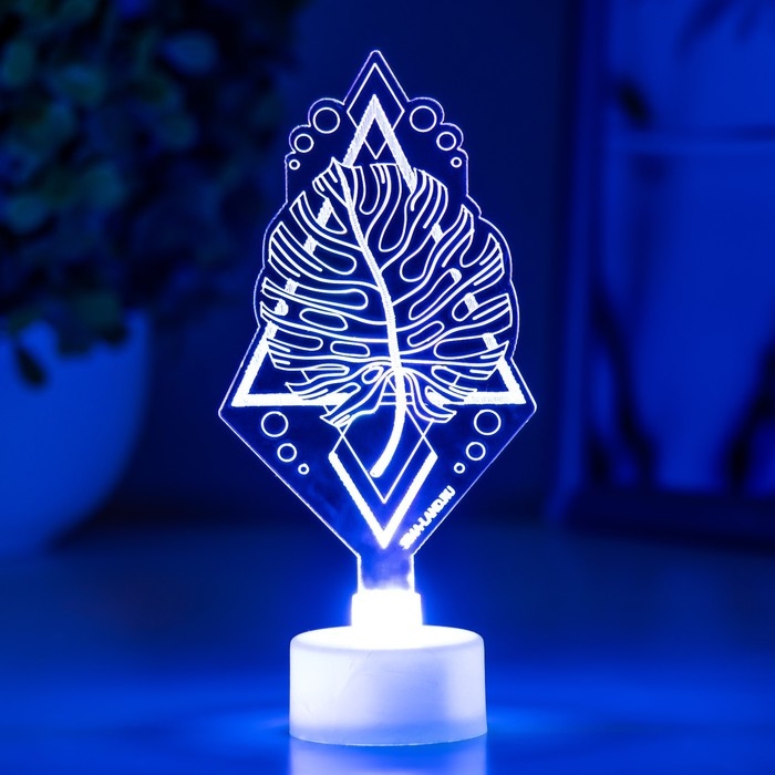 Светильник Светильник "Монстера" LED RGB 6 цветов от батареек 3хLR1130 6х11 см RISALUX