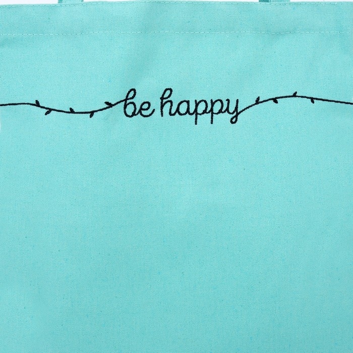 Шопер детский для девочки Be happy, 35 х 0,5 х 40 см, вышивка, бирюзовый Шопер детский для девочки Be happy, 35 х 0,5 х 40 см, вышивка, бирюзовый