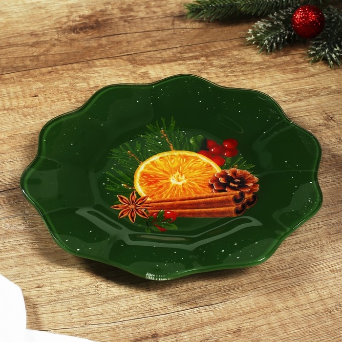 Новый год. Тарелка стеклянная &laquo;Аромат праздника&raquo;, 20 см