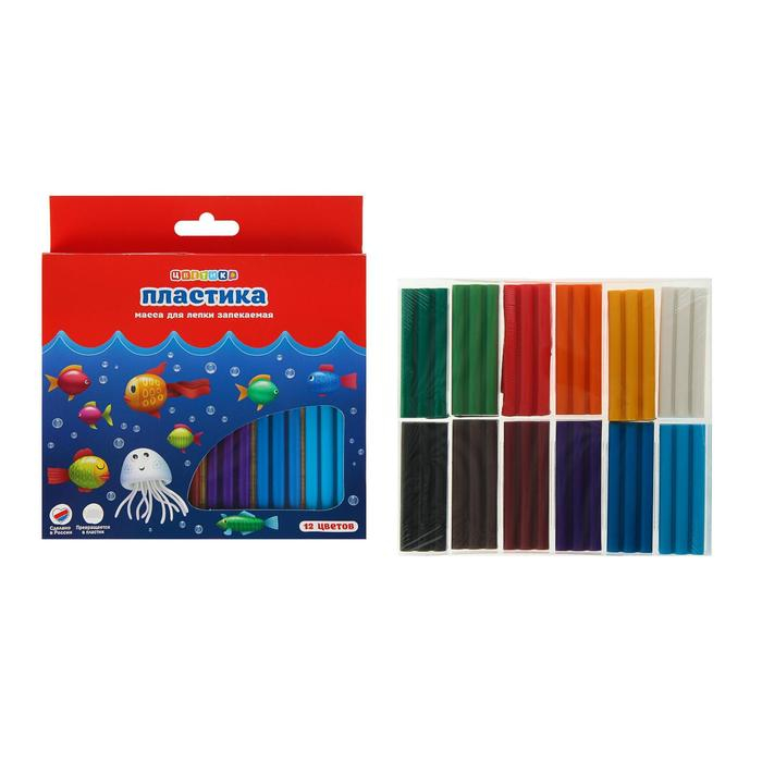 Пластика-полимерная глина запекаемая набор, ЗХК Пластика-полимерная глина запекаемая набор, ЗХК "Цветик", 12 цветов х 20 г (240 г)