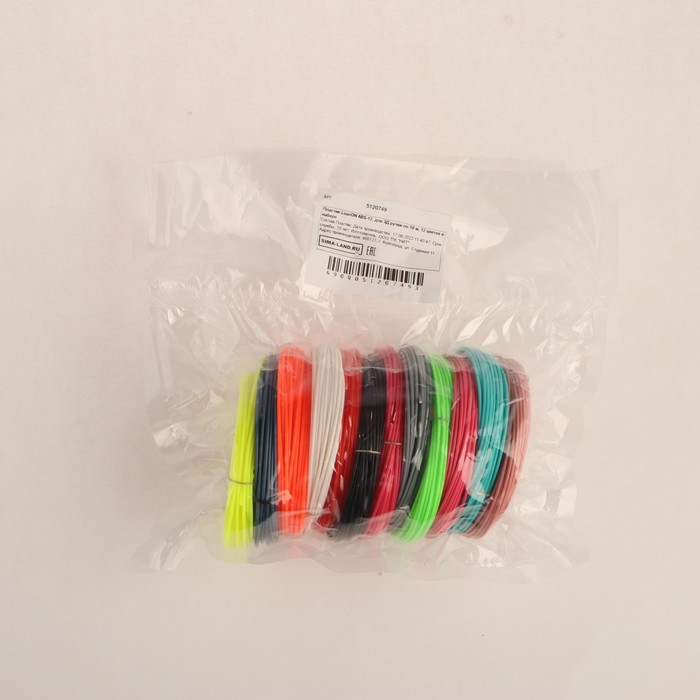 Пластик SL ABS-12, для 3Д ручки, 12 цветов по 10 метров Пластик SL ABS-12, для 3Д ручки, 12 цветов по 10 метров
