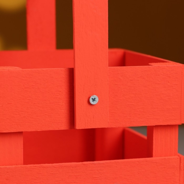 Кашпо деревянное 12×11×9 см  Кашпо деревянное 12×11×9 см "Однушка Лайт", двухреечное, красный Дарим Красиво