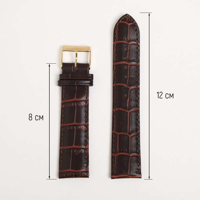 Ремешок для часов, мужской, 22 мм, запряжник 85 мм, горт 125 мм, натуральная кожа Ремешок для часов, мужской, 22 мм, запряжник 85 мм, горт 125 мм, натуральная кожа