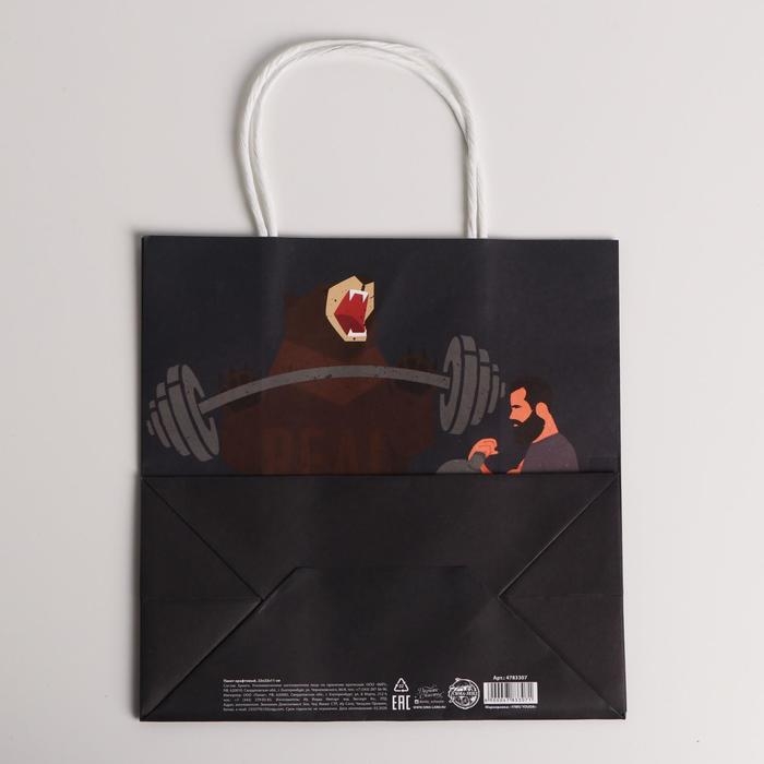 Пакет подарочный крафтовый, упаковка, «Real man», 22 х 22 х 11 см Пакет подарочный крафтовый, упаковка, «Real man», 22 х 22 х 11 см