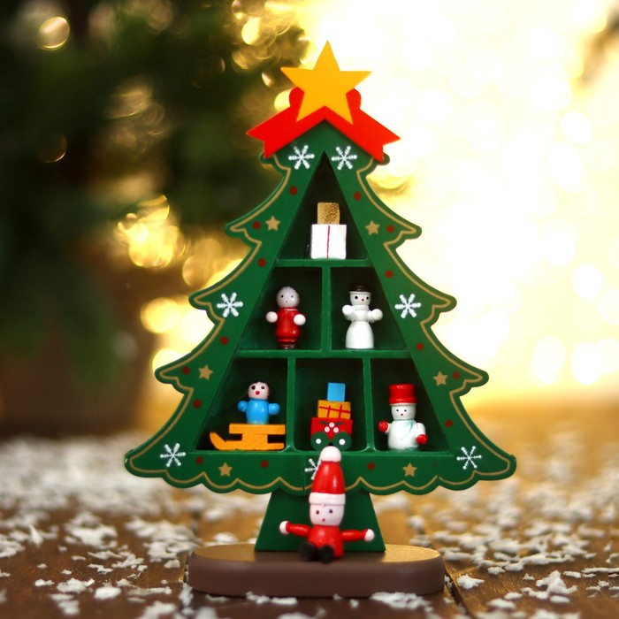 Новогодний сувенир «Ёлка с ячейками под подарки», 14,5 × 19,5 см, зелёная Новогодний сувенир «Ёлка с ячейками под подарки», 14,5 × 19,5 см, зелёная