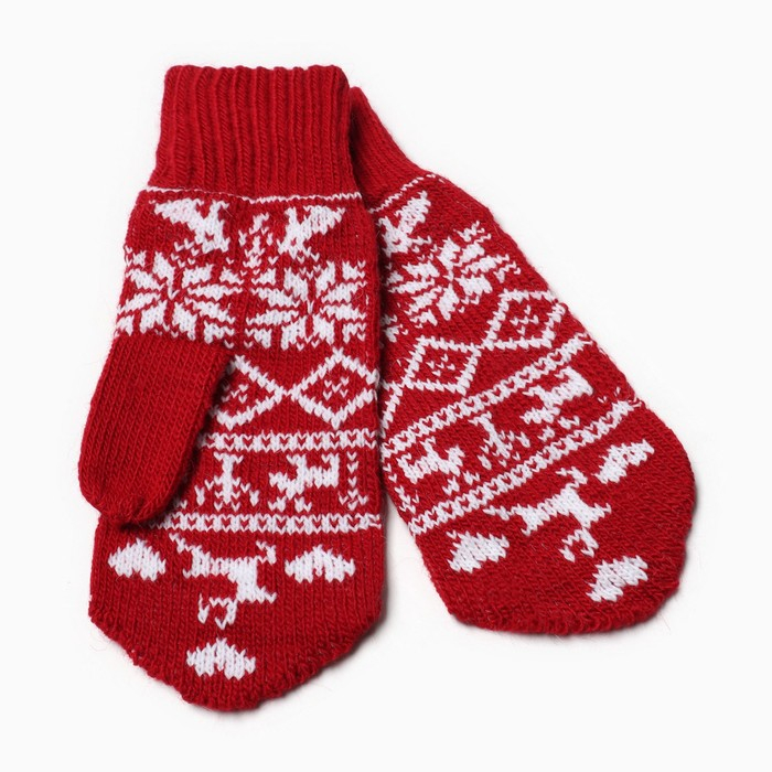 Варежки женские, цвет красный, размер 18 Варежки женские, цвет красный, размер 18